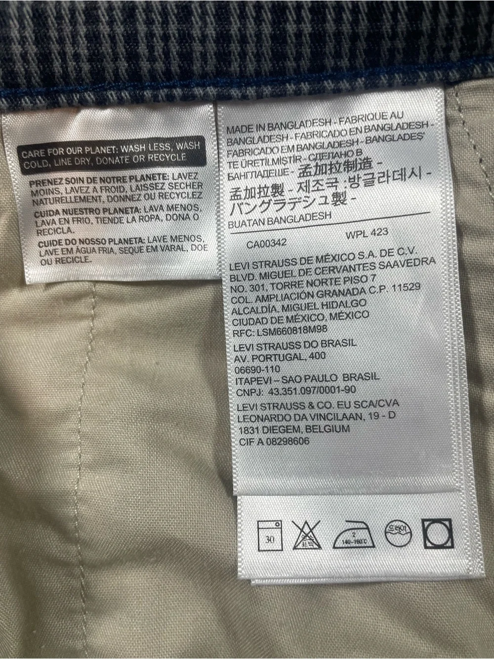 Levi's XX Chino Men's Gray & Black Checkered  Chinos 44x30